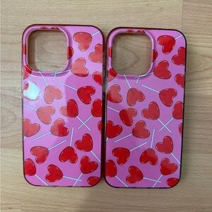 iphone 14 Pro Max Pink Heart Lollipop Two IPhone Case
